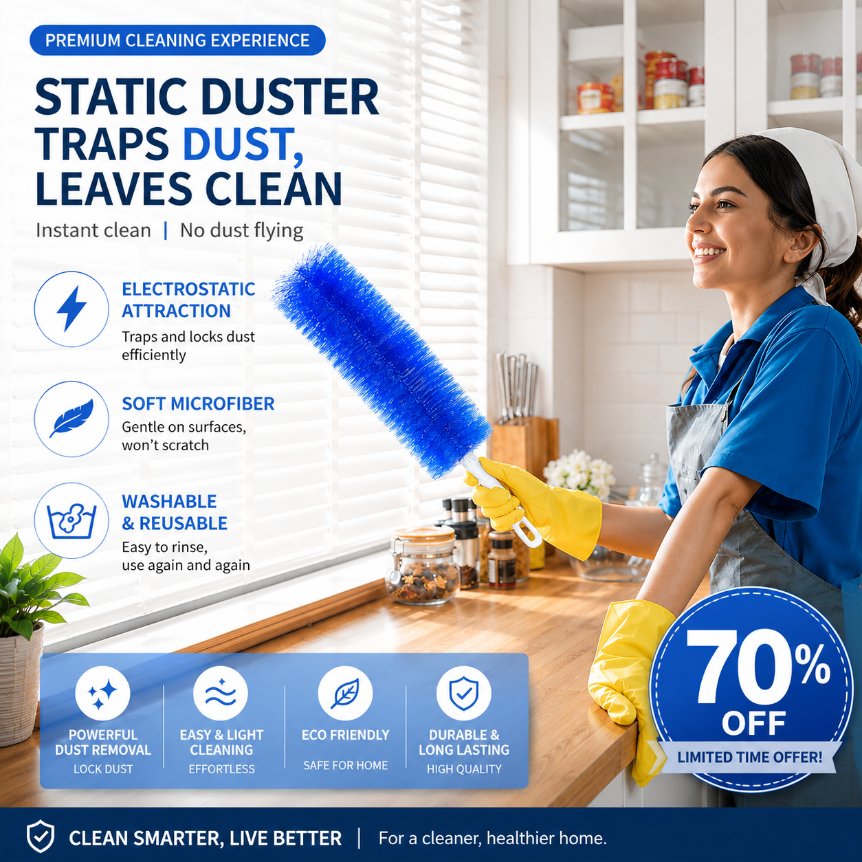 ⚡Hot Sales 49% OFF🔥Bendable Microfiber Head,Reusable Dust Remover